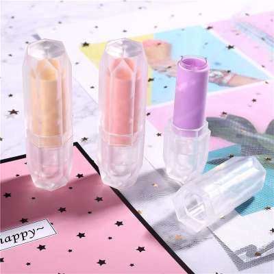 Newest beauty irregular shape plastic transparent empty cosmetic lipstick tube container packaging in stock