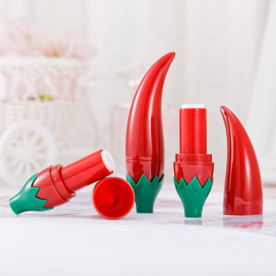 Newest creative cute red chili shape empty lipstick tube container custom logo in stock